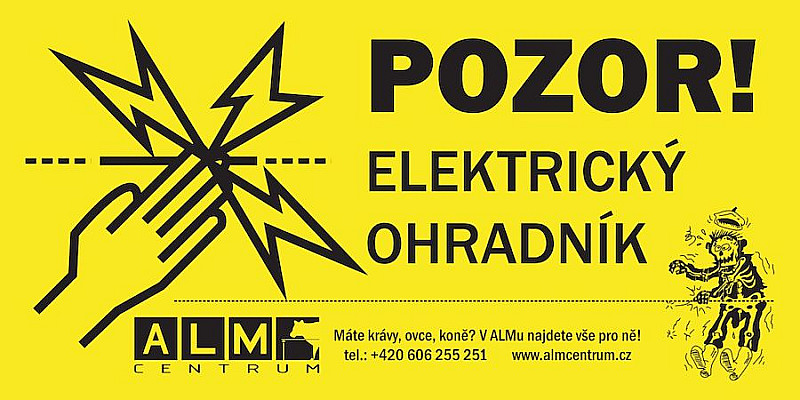 Výstražná cedulka ALM - Pozor elektrický ohradník